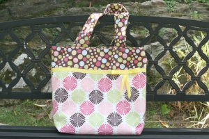 This roomy tote in super fun polka dots is an all around favorite. Great library bag, especially if you have children!